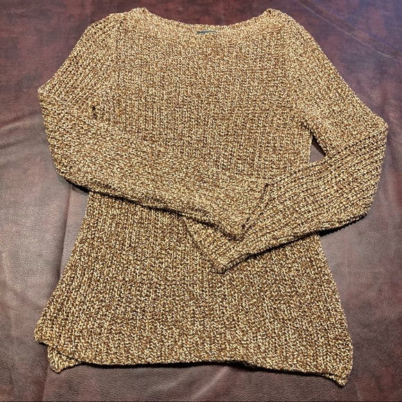 Fall Golden Brown Knit Boatneck Sweater - Picture 1 of 8